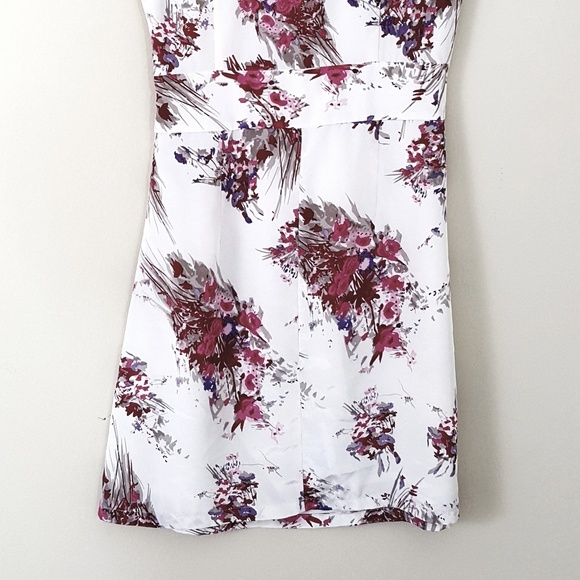THML // Creamy Satin & Pink Floral Mini Dress - Picture 6 of 8
